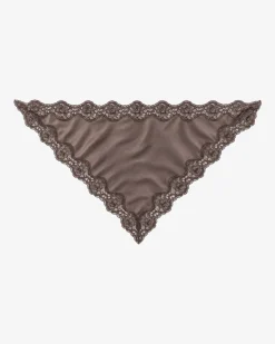 Foulard en soie avec dentelle marron