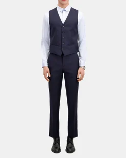 Gilet de costume en laine bleu marine