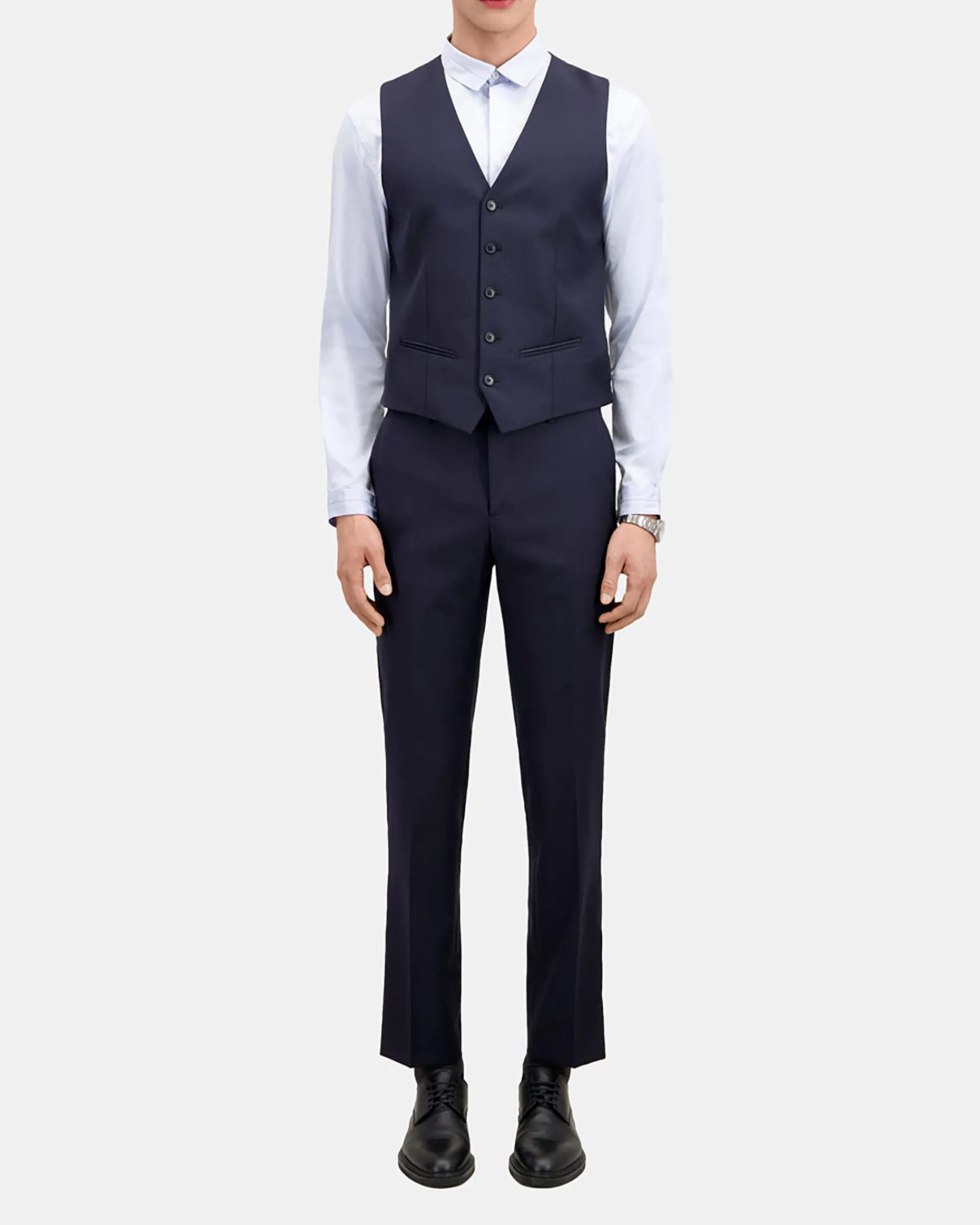 Gilet de costume en laine bleu marine