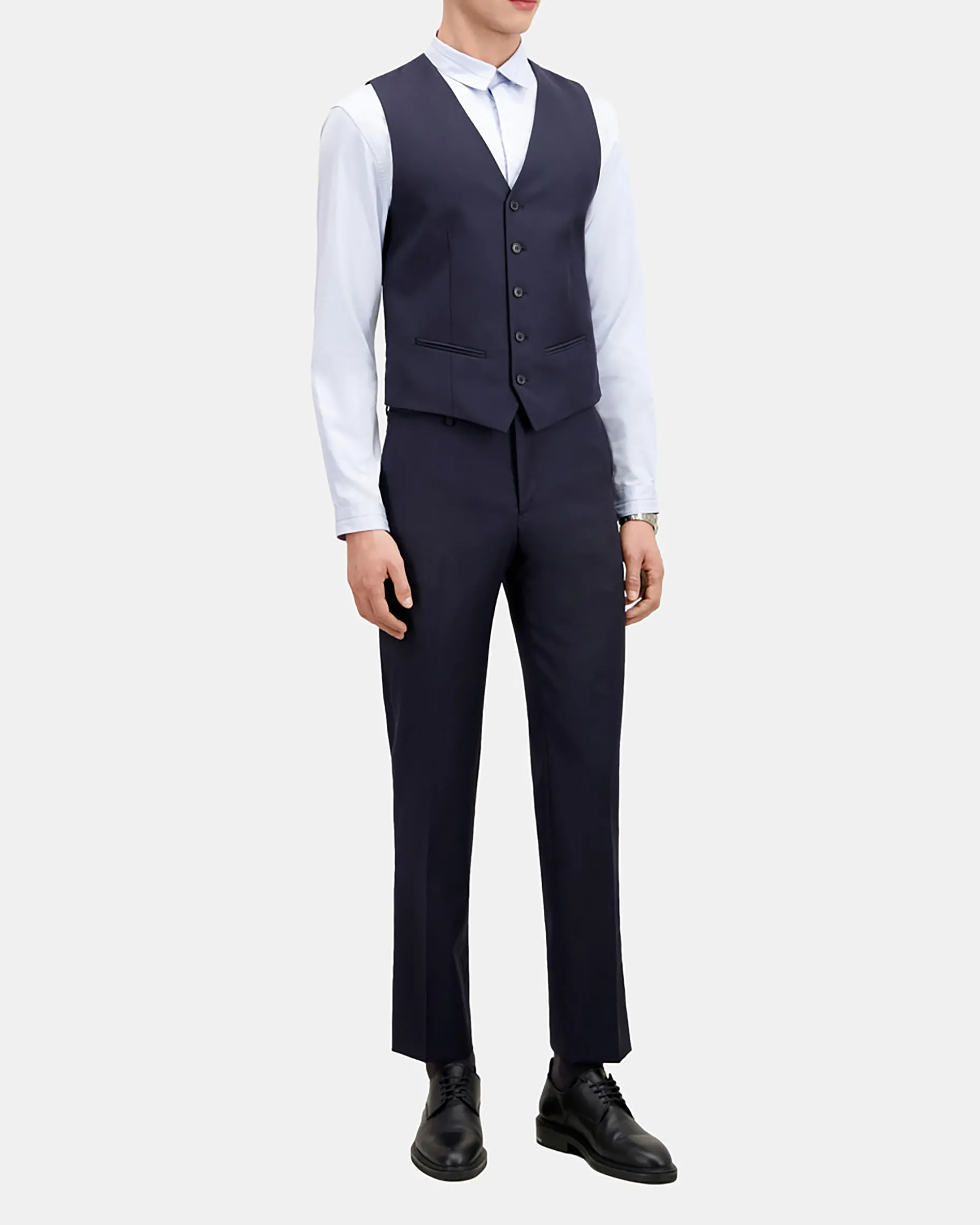 Gilet de costume en laine bleu marine