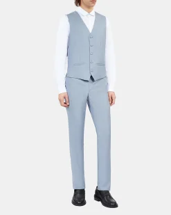 Gilet de costume en laine coupe ajustée bleu clair