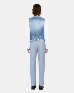 Gilet de costume en laine coupe ajustée bleu clair