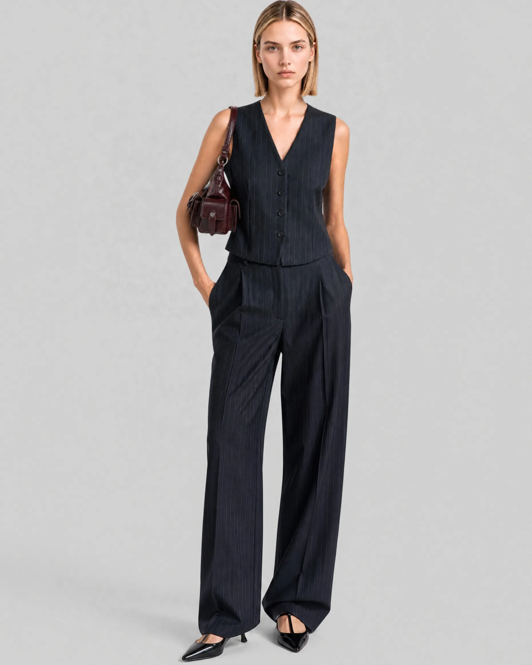 Gilet de costume en laine marine
