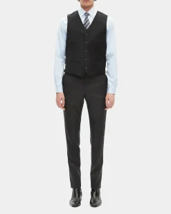 Gilet de costume en laine noir coupe tailleur