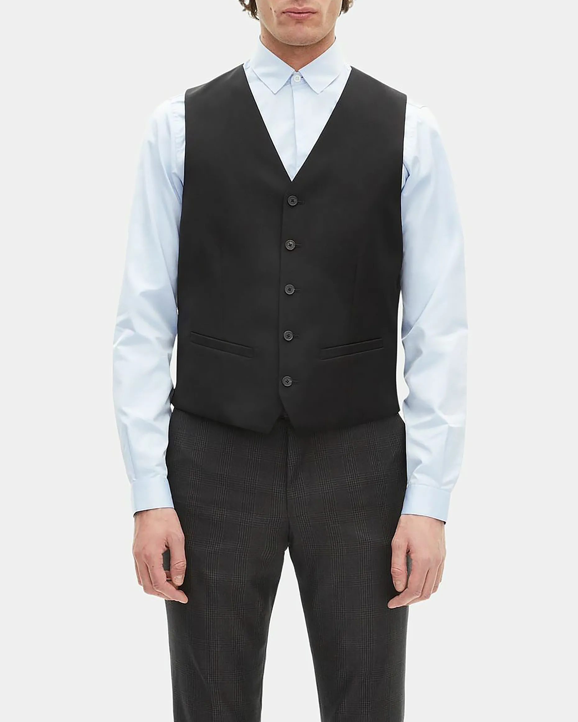 Gilet de costume en laine noir coupe tailleur