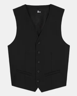 Gilet de costume en laine noir coupe tailleur