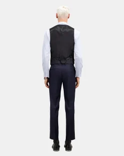 Gilet de costume en laine noir coupe tailleur