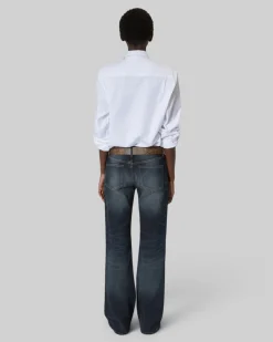 Jean bootcut avec abrasions bleu