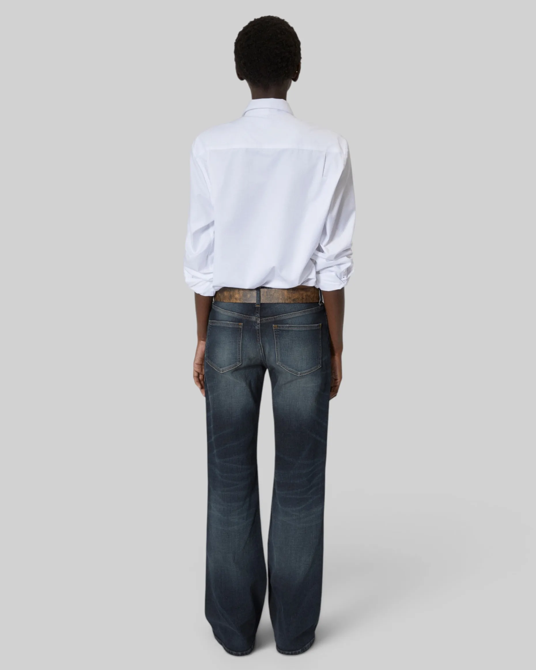 Jean bootcut avec abrasions bleu