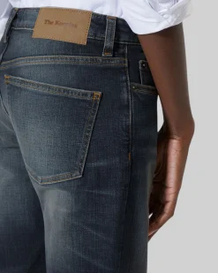 Jean bootcut avec abrasions bleu
