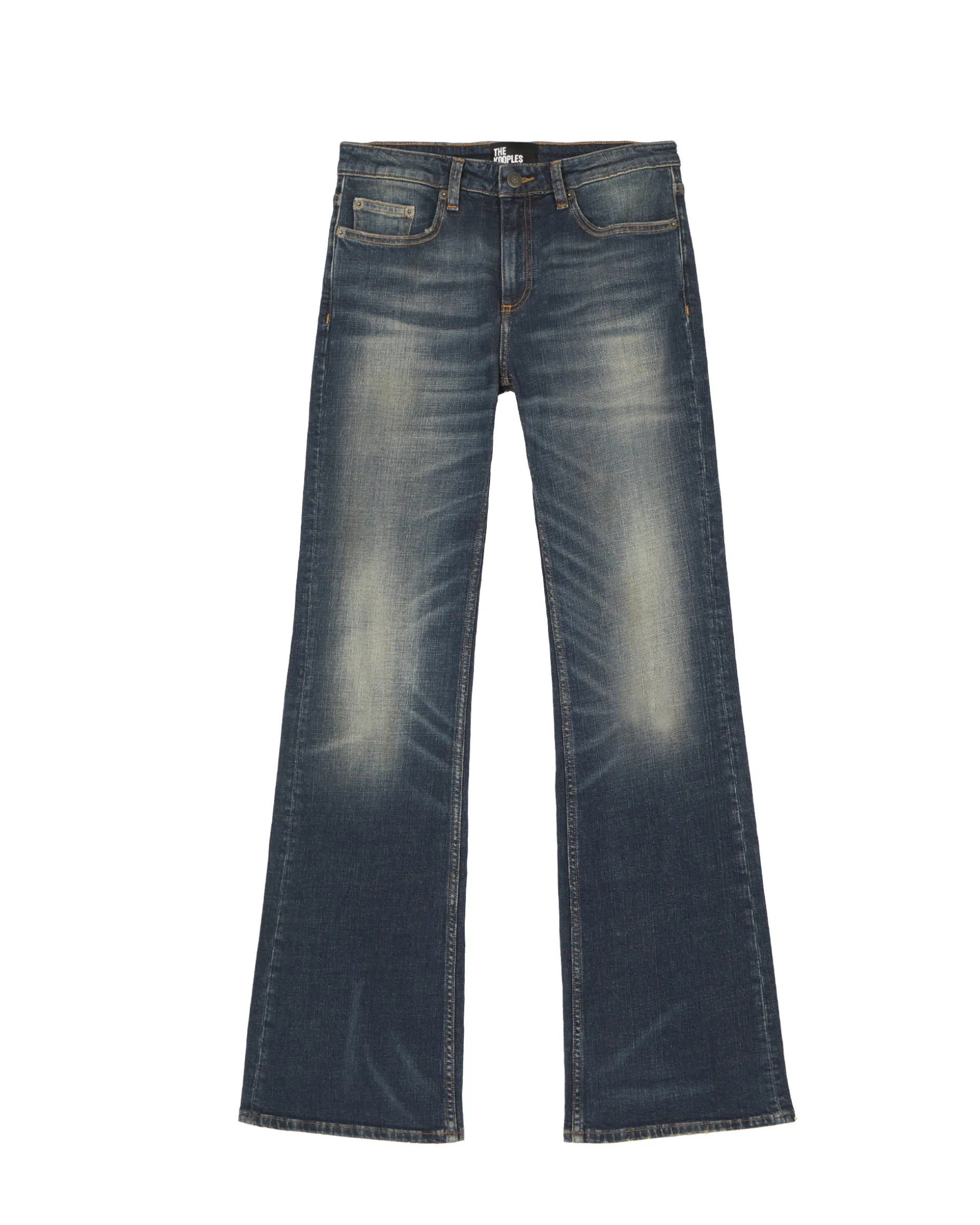 Jean bootcut avec abrasions bleu