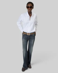 Jean bootcut avec abrasions bleu