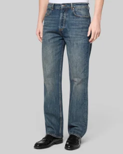 Jean droit bleu gris