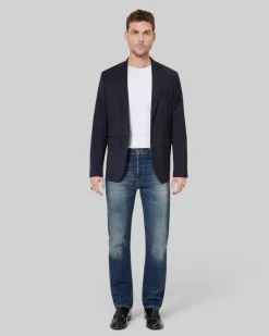 Jean droit délavé bleu
