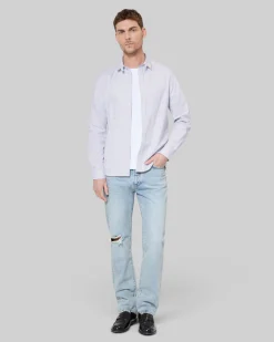 Jean droit délavé bleu clair