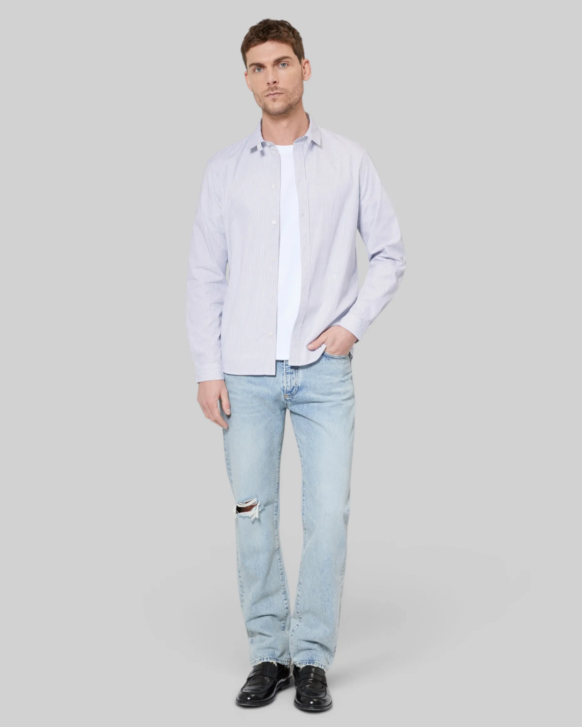 Jean droit délavé bleu clair