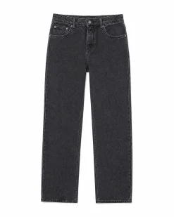 Jean droit noir délavé