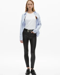 Jean slim effet cuir noir