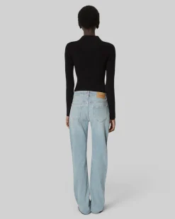 Jean slim long avec studs bleu