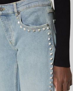Jean slim long avec studs bleu
