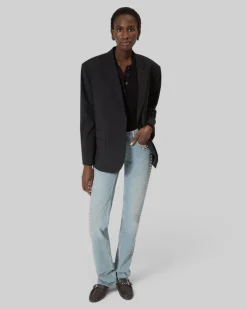 Jean slim long avec studs bleu