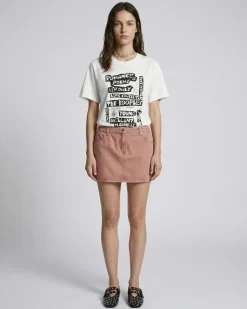 Jupe courte en denim rose
