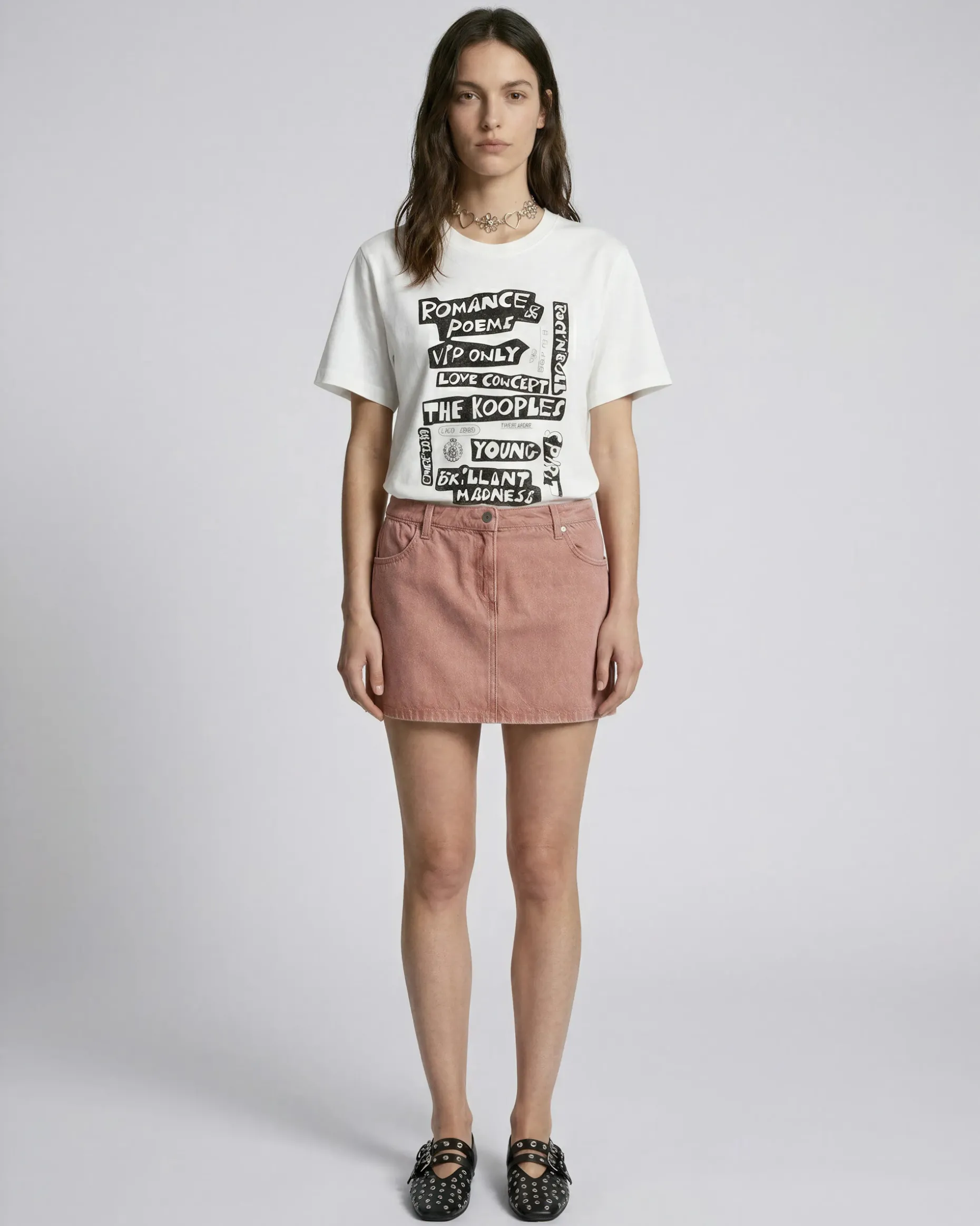 Jupe courte en denim rose