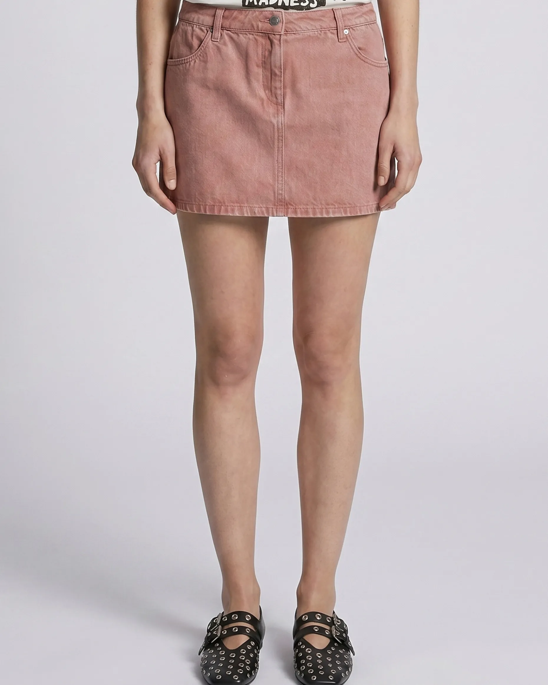 Jupe courte en denim rose