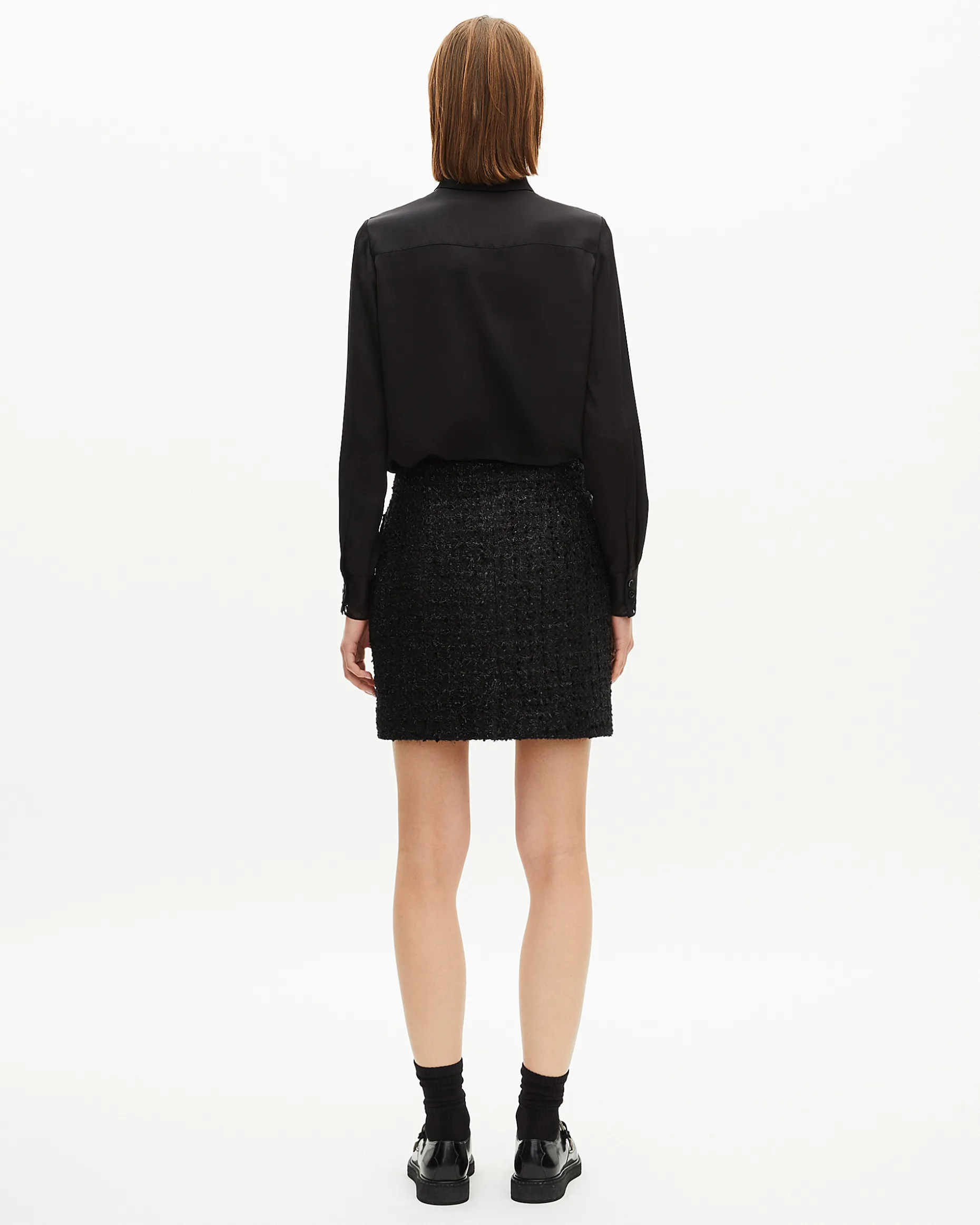 Jupe courte en tweed brillant noire