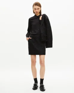 Jupe courte en tweed brillant noire