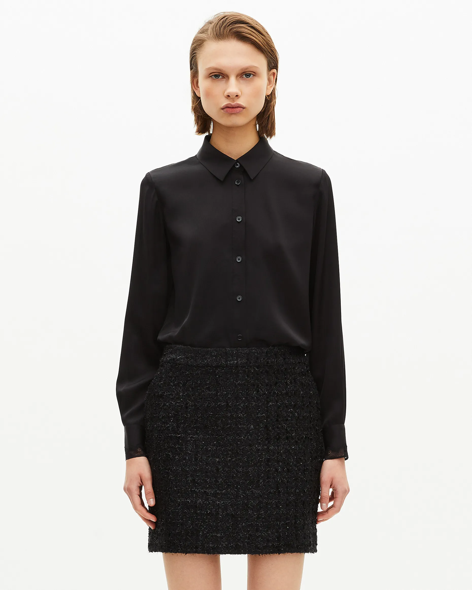 Jupe courte en tweed brillant noire