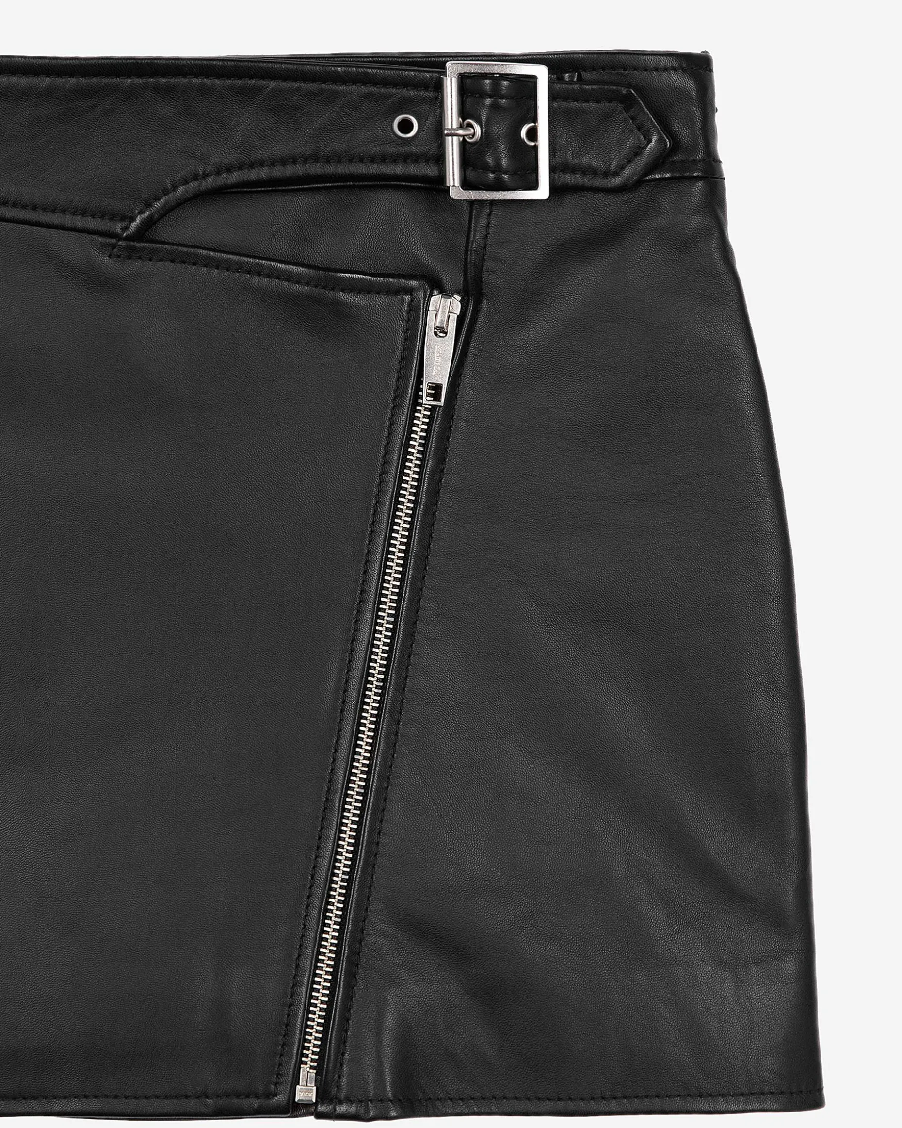 Jupe en cuir avec zip noire