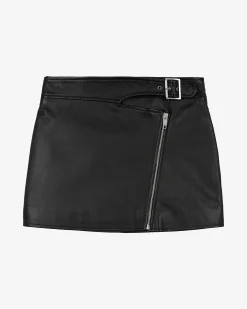 Jupe en cuir avec zip noire