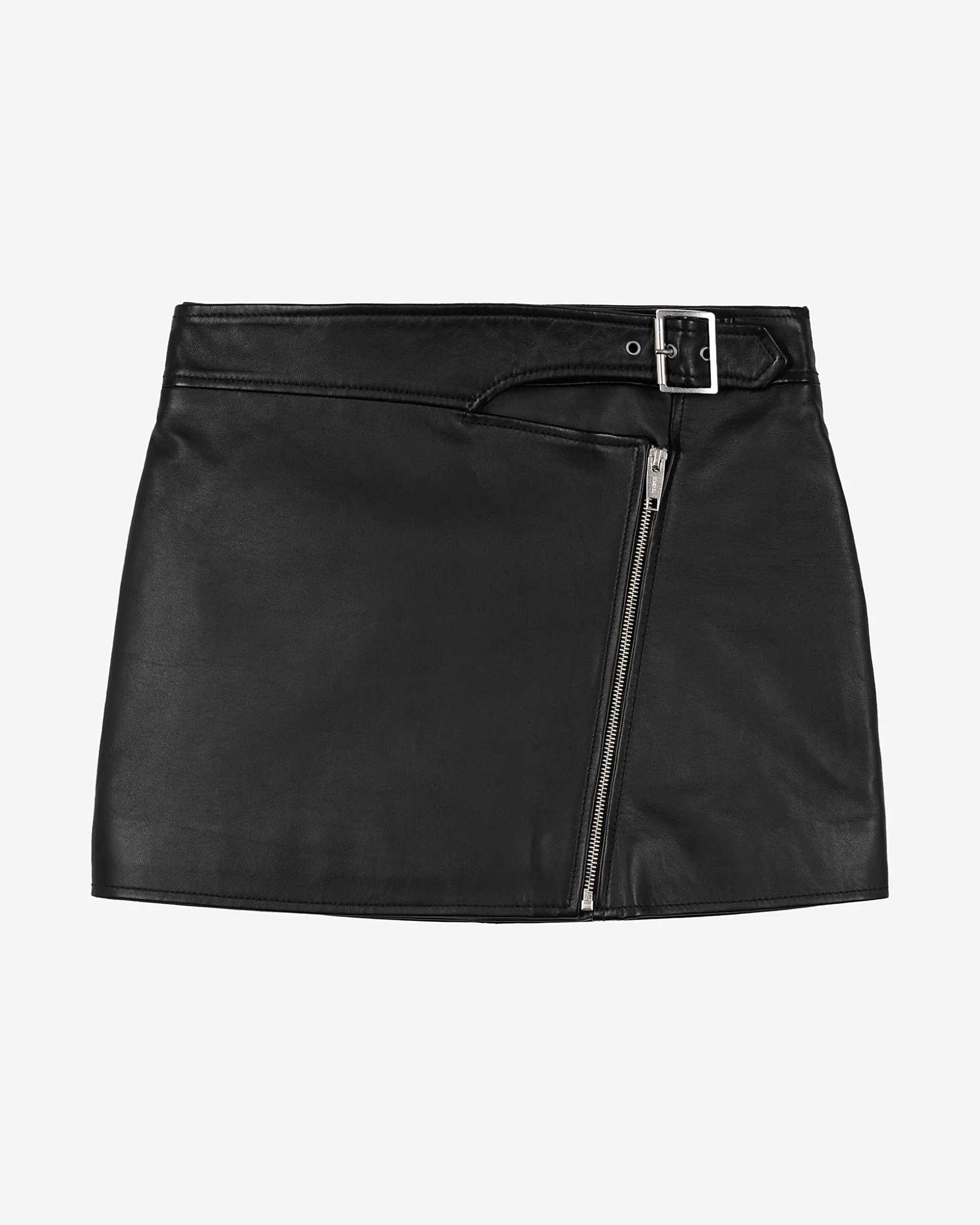Jupe en cuir avec zip noire