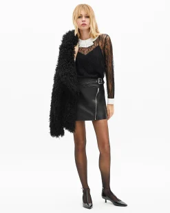 Jupe en cuir avec zip noire