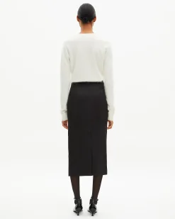 Jupe longue crayon en satin noire