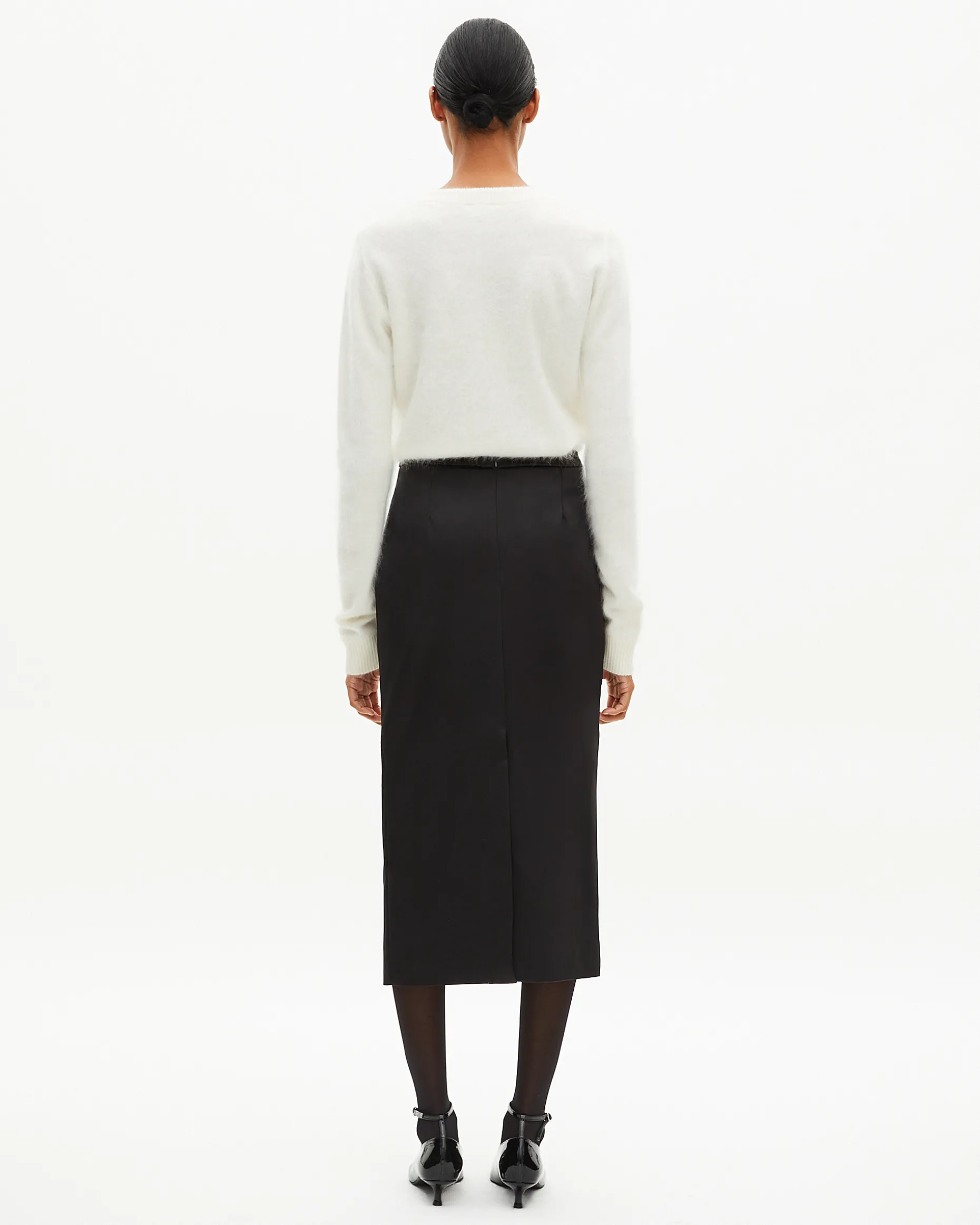 Jupe longue crayon en satin noire