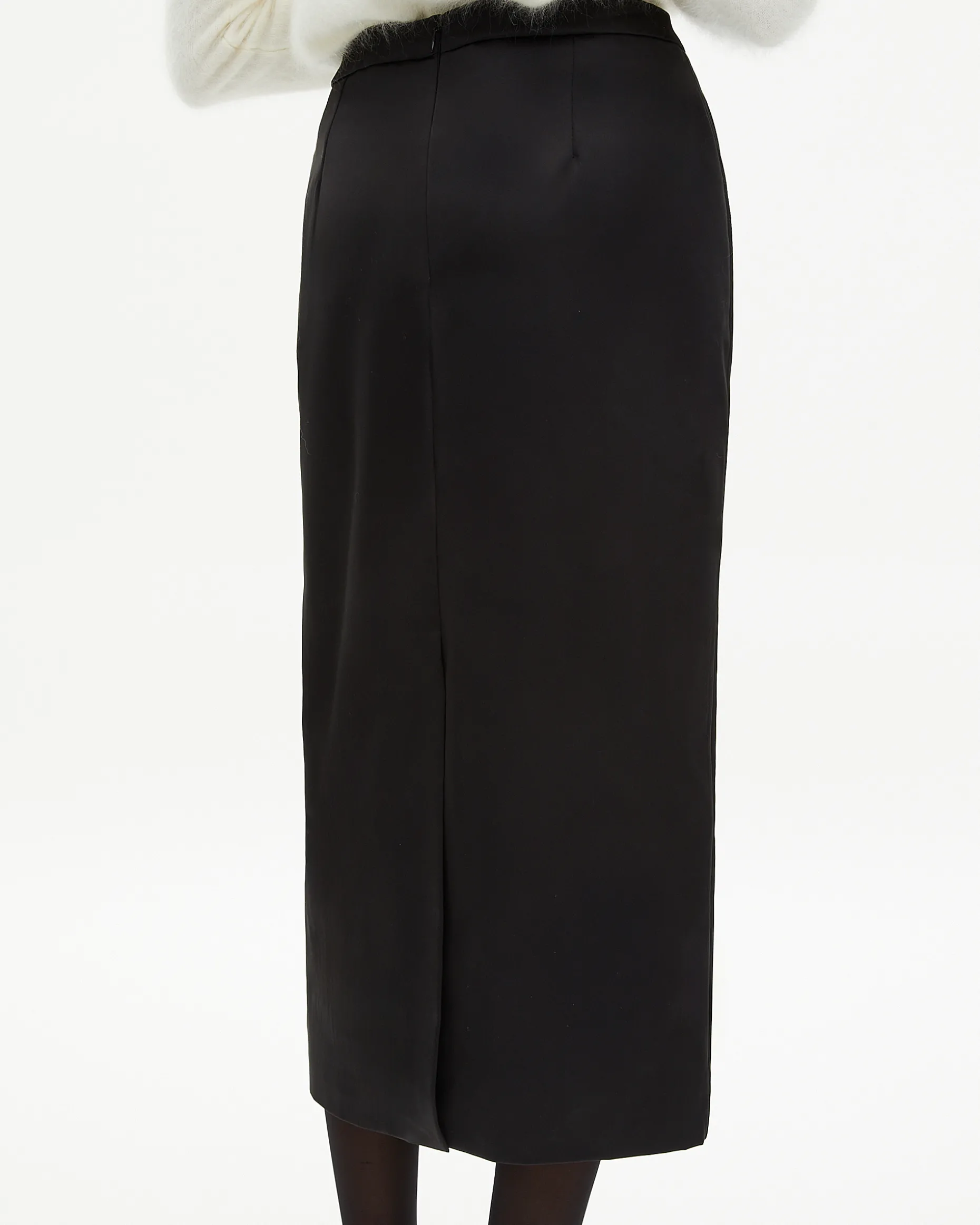 Jupe longue crayon en satin noire