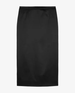 Jupe longue crayon en satin noire