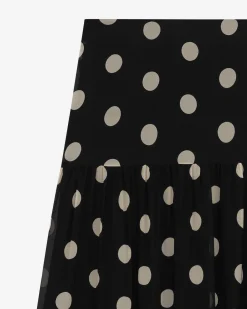 Jupe longue imprimé pois noire