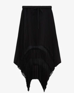 Jupe longue plissée avec dentelle noire