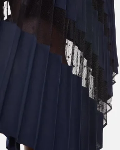 Jupe longue plissée bleu marine