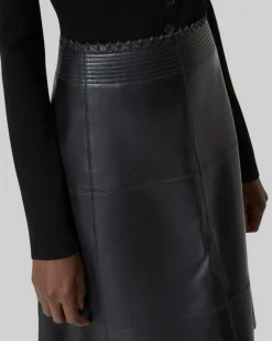 Jupe midi en cuir noire