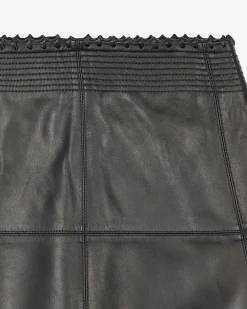 Jupe midi en cuir noire