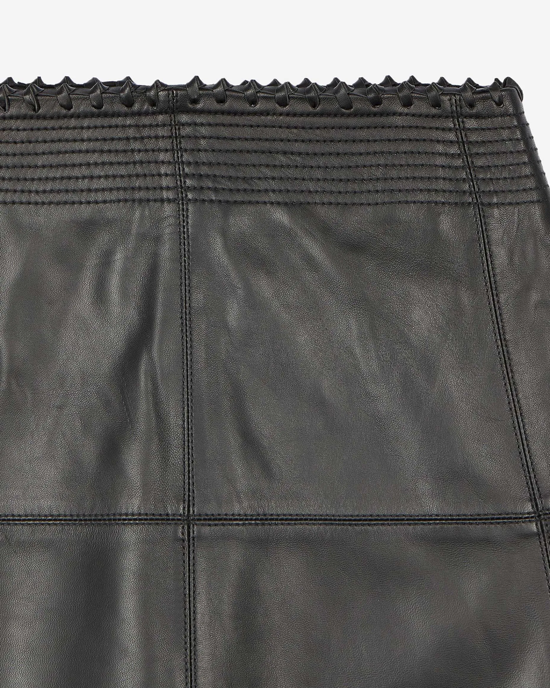Jupe midi en cuir noire