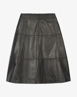 Jupe midi en cuir noire