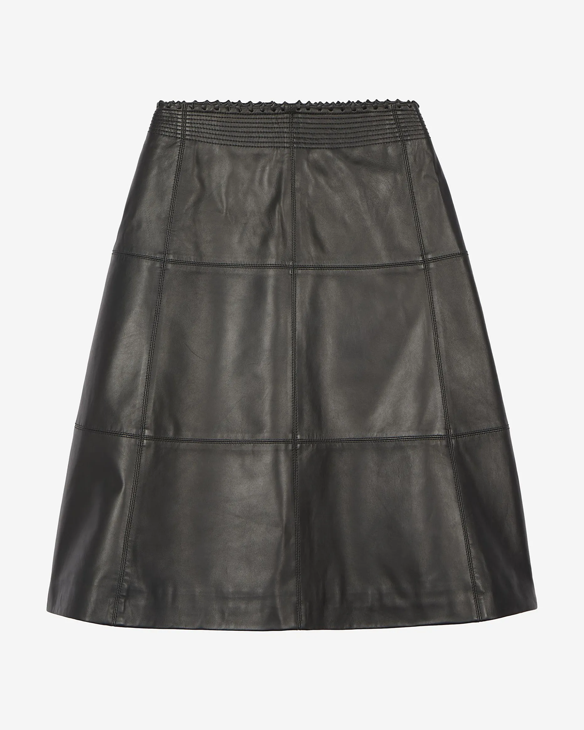 Jupe midi en cuir noire