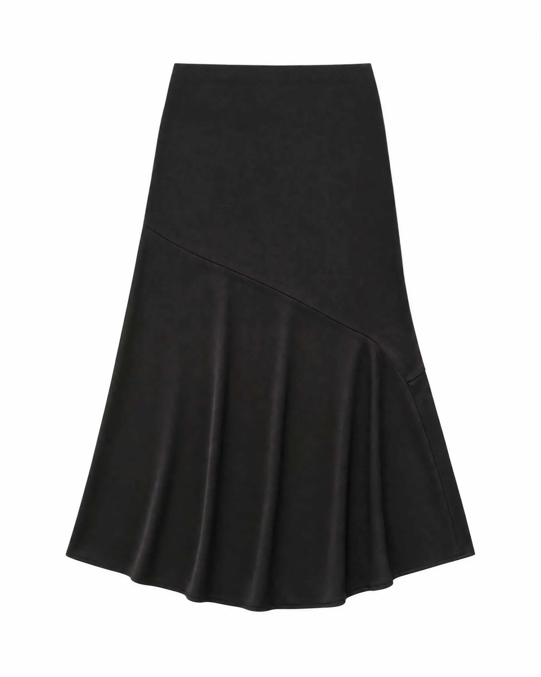 Jupe midi en satin avec chaîne dorée noire