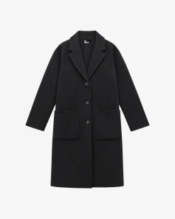 Manteau double face en laine mélangée noir