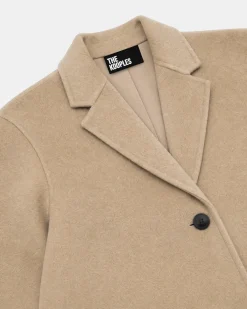 Manteau double face en laine mélangée beige